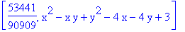 [53441/90909, x^2-x*y+y^2-4*x-4*y+3]